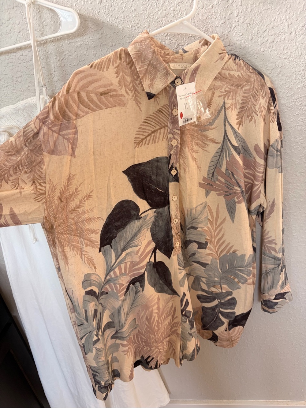 ILLA ILLA Beige Tropical Print Button-Up Romper